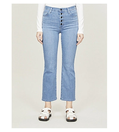Shop J Brand Lillie Cropped Straight Mid-rise Stretch-denim Jeans In Heart