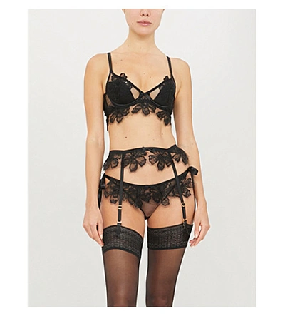 Shop Agent Provocateur Seraphina Floral Lace Suspender Belt In Black