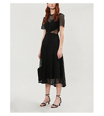 Shop Sandro Panelled Guipure Lace Dress In Black