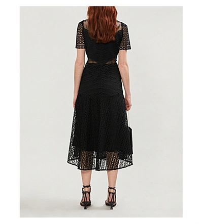 Shop Sandro Panelled Guipure Lace Dress In Black