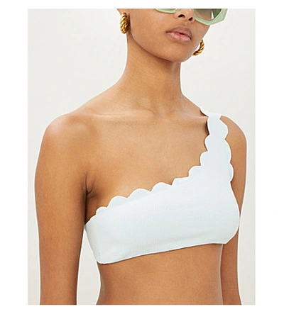 Shop Marysia Santa Barbara Asymmetric Bikini Top In Mediterranean