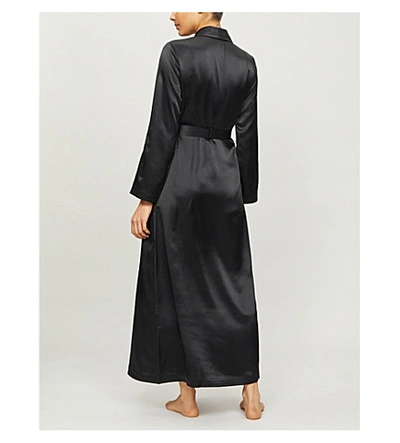 Shop La Perla Long Silk Night Robe In Black