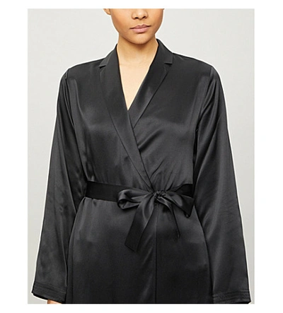 Shop La Perla Long Silk Night Robe In Black