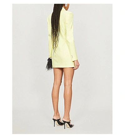 Shop Attico Double-breasted Stretch-cotton Dress In Pale+yellow