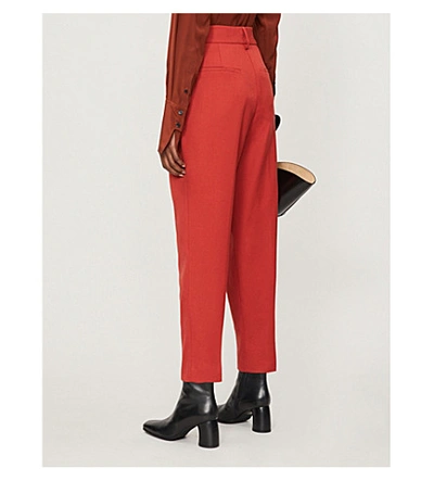 Shop Anine Bing Becky Tapered High-rise Stretch-twill Trousers In Rust