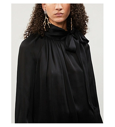 Shop Zimmermann Pussy-bow Silk-crepe De Chine Blouse In Black