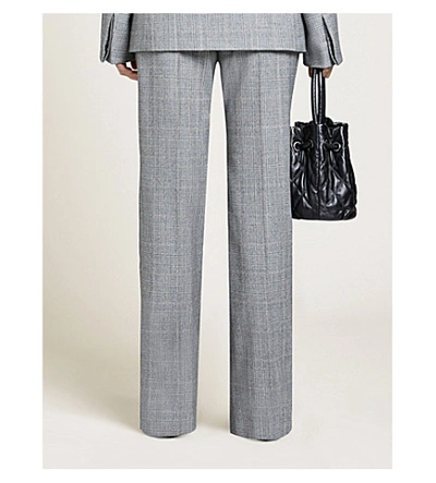 Shop Balenciaga Checked Straight High-rise Wool Trousers In Black/white/beige