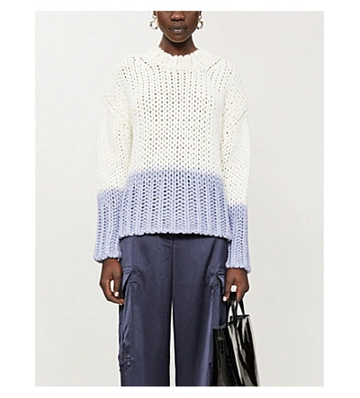 Shop Acne Studios Dip-dyed Stretch-knit Jumper In Off+white