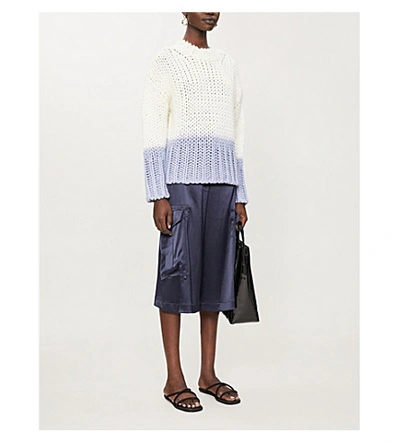 Shop Acne Studios Dip-dyed Stretch-knit Jumper In Off+white