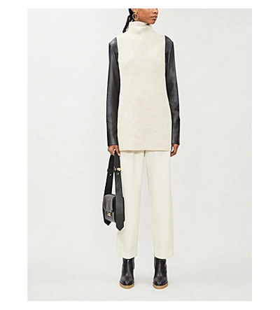 Shop Theory Ribbed Knit Wool And Cashmere-blend Vest In Ivory