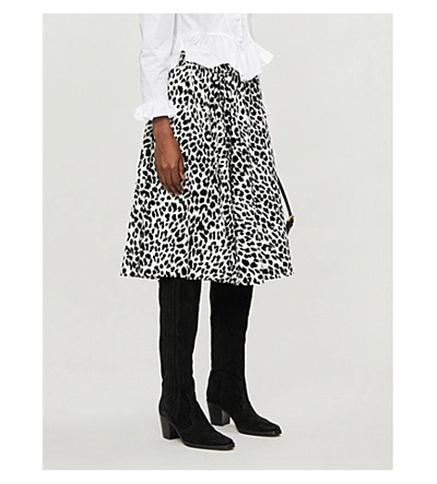 Shop Batsheva Bat Skt Flared Leopard In Black+and+white+leopard