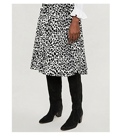 Shop Batsheva Bat Skt Flared Leopard In Black+and+white+leopard