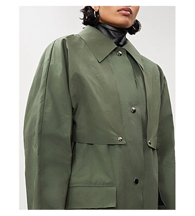Shop Kassl Editions Reversible Waxed Cotton Trench Coat In Green Olive