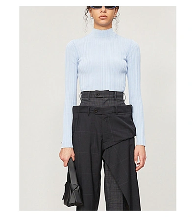 Shop Acne Studios Turtleneck Stretch-cotton Blend Jumper In Ice+blue