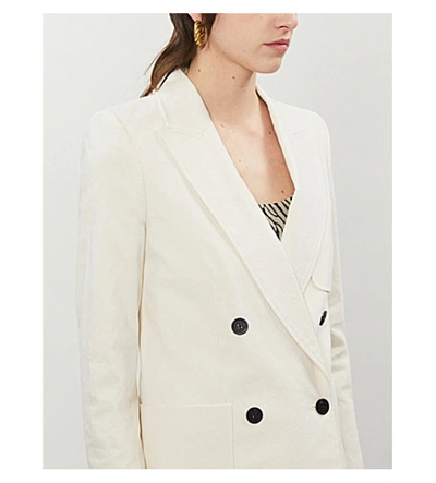 Shop Isabel Marant Lenalia Double-breasted Cotton-blend Blazer In Ecru