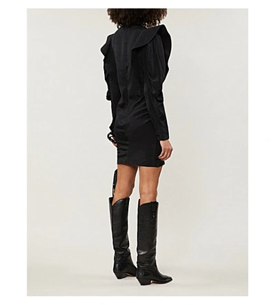 Shop Isabel Marant Étoile Catarina Ruffled Satin Mini Dress In Black