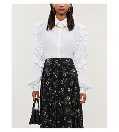 Shop Peter Pilotto Frill-trimmed Cotton Shirt In White
