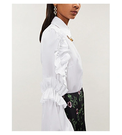 Shop Peter Pilotto Frill-trimmed Cotton Shirt In White