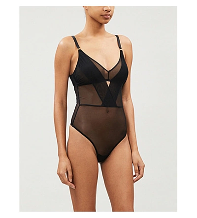 Shop Bordelle Kew V-neck Mesh Body In Black