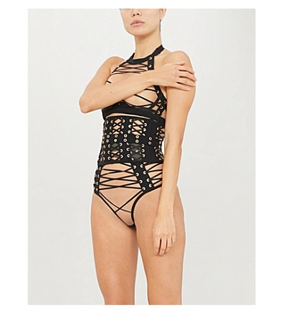 Shop Agent Provocateur Prudence Strappy Mesh Corset In Black