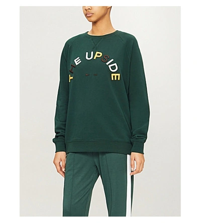 Shop The Upside Horseshoe Logo-embroidery Cotton-jersey Sweatshirt In Pine+green