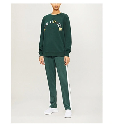 Shop The Upside Horseshoe Logo-embroidery Cotton-jersey Sweatshirt In Pine+green