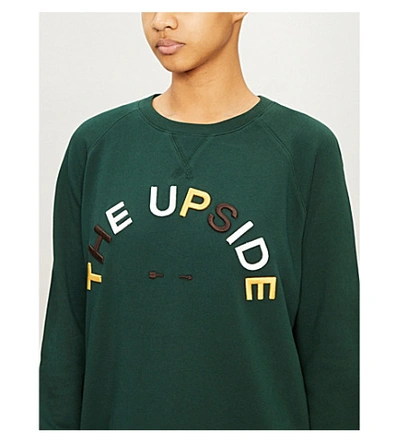 Shop The Upside Horseshoe Logo-embroidery Cotton-jersey Sweatshirt In Pine+green