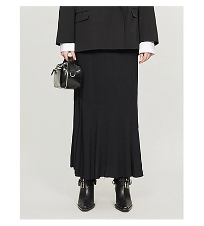 Shop Ann Demeulemeester Side-split High-waisted Rayon Skirt In Black