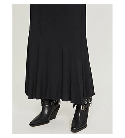 Shop Ann Demeulemeester Side-split High-waisted Rayon Skirt In Black