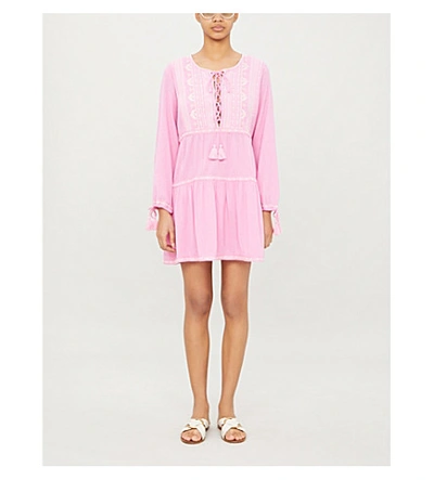 Shop Melissa Odabash Millie Embroidered Cotton Mini Dress In Hammonds Of Knutsford