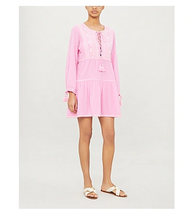 Shop Melissa Odabash Millie Embroidered Cotton Mini Dress In Hammonds Of Knutsford