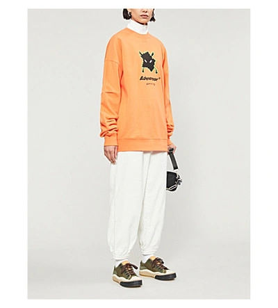 Shop Ader Error Graphic-print Relaxed-fit Cotton-jersey Sweatshirt In Orange