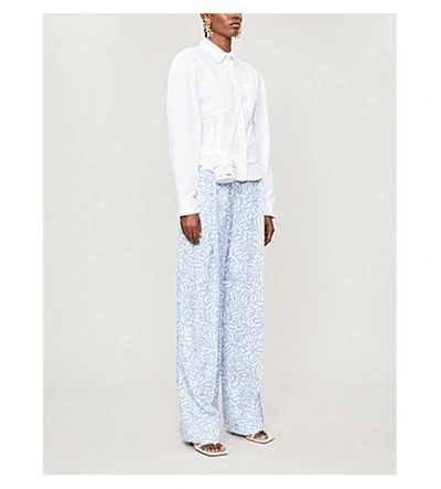 Shop Jacquemus La Chemise Cueillette Tie-belt Cotton Shirt In White