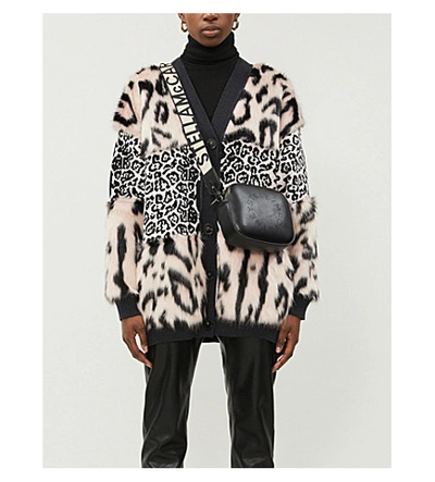 Shop Stella Mccartney Leopard-print Faux-fur Panel Knitted Cardigan In Pink+black