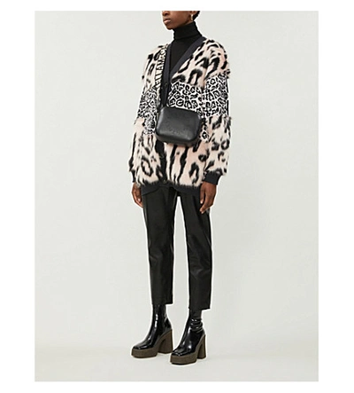 Shop Stella Mccartney Leopard-print Faux-fur Panel Knitted Cardigan In Pink+black