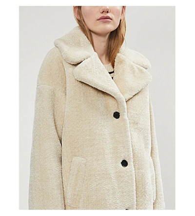 Shop Claudie Pierlot Fedora Faux-fur Coat In Ecru