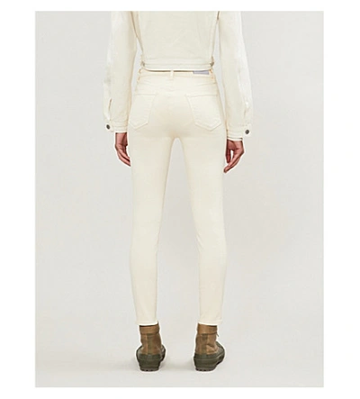 Shop J Brand Alana Twill-texture Skinny High-rise Jeans In Macadamia