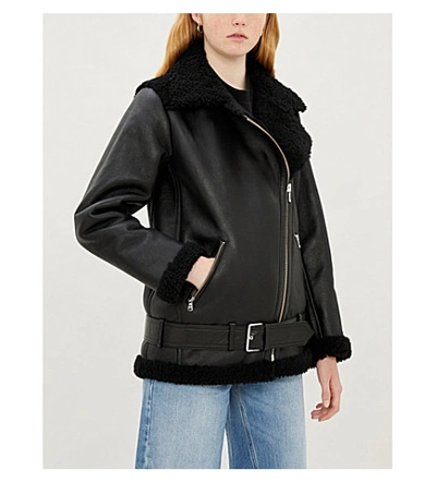 Faux-shearling And In | Maje ModeSens Jacket Leather Black Gombery