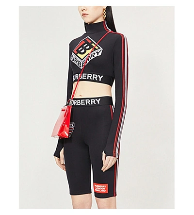 Shop Burberry Sesia Logo-appliqué Stretch-jersey Cycling Shorts In Black