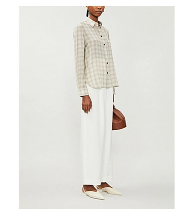 Shop Brunello Cucinelli High-rise Wide Crepe Trousers In White