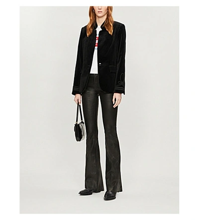 Shop Frame Soutache Stand-collar Velvet Jacket In Noir