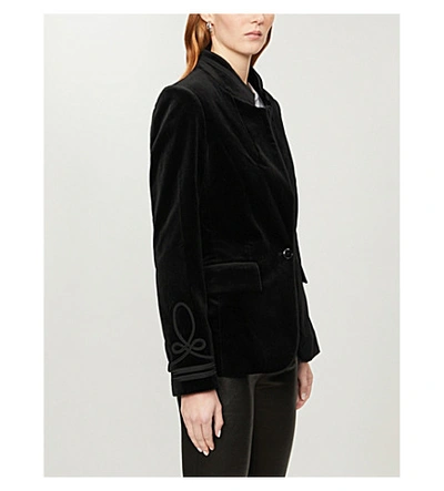 Shop Frame Soutache Stand-collar Velvet Jacket In Noir