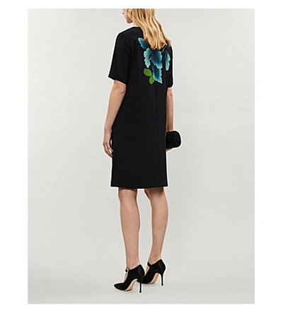 Shop Etro Floral-print Crepe Mini Dress In Black