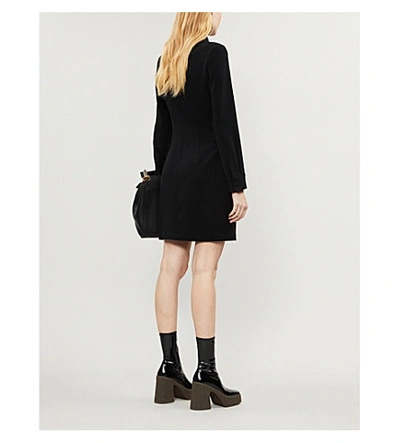 Shop Theory Zipped Crepe Mini Dress In Black