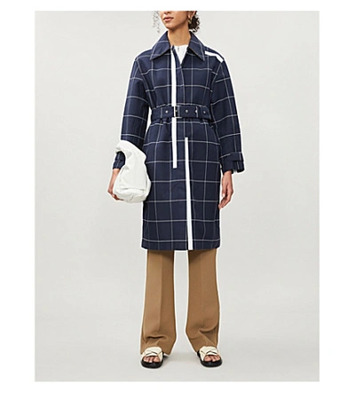 Shop 3.1 Phillip Lim Checked Double-breasted Cotton-blend Coat In Navy+ivory