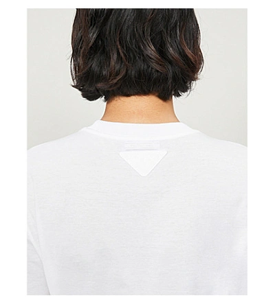 Shop Prada Graphic-print Cotton T-shirt In Bianco