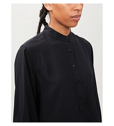 Shop Rag & Bone Mandarin-collar Silk-satin Shirt In Blk