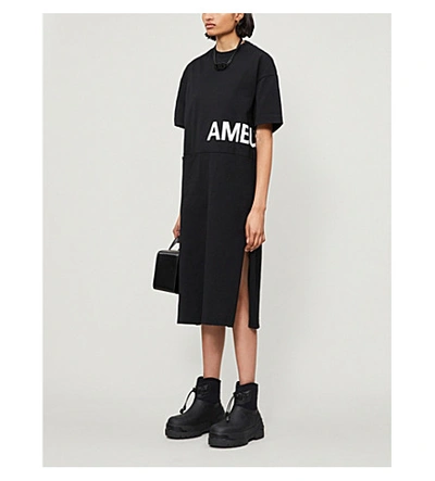 Shop Ambush Logo-print Cotton-jersey T-shirt Dress In Black