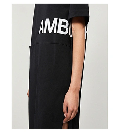 Shop Ambush Logo-print Cotton-jersey T-shirt Dress In Black