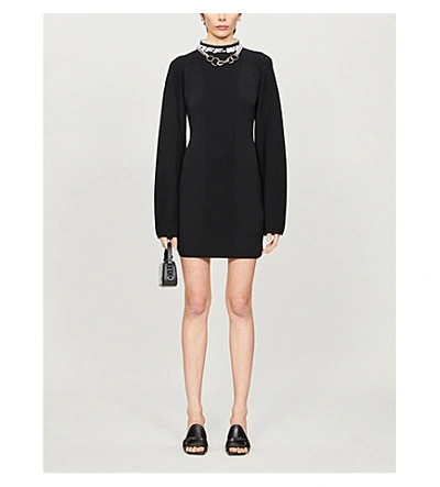 Shop Off-white Industrial Logo-print Knitted Mini Dress In Black